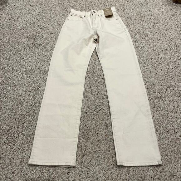 NWT Madewell 90s Straight High Rise Jeans Sz 24 Ivory Casual Denim - Picture 1 of 9